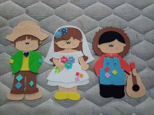 Painel Festa Junina com 7 Personagens de 35 cm Cada