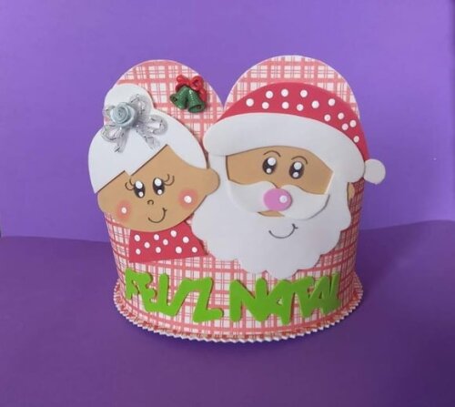 Porta panetone casal noel