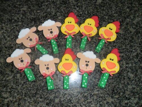 Pregadores decorados fazendinha