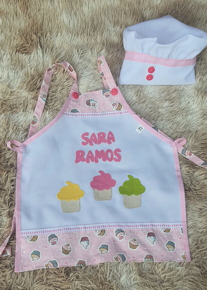 Avental Infantil e Chapéu de Cozinheira
