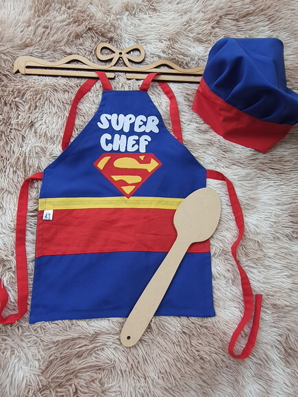 Avental Infantil e Chapéu de Cozinheiro do Super chef