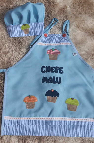 Avental Infantil e Chapéude mini cozinheiro