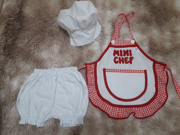 Fantasia de Mini Confeiteira para Bebê 3 Peças