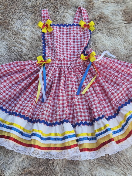 Vestido de Festa Junina Infantil Luxo
