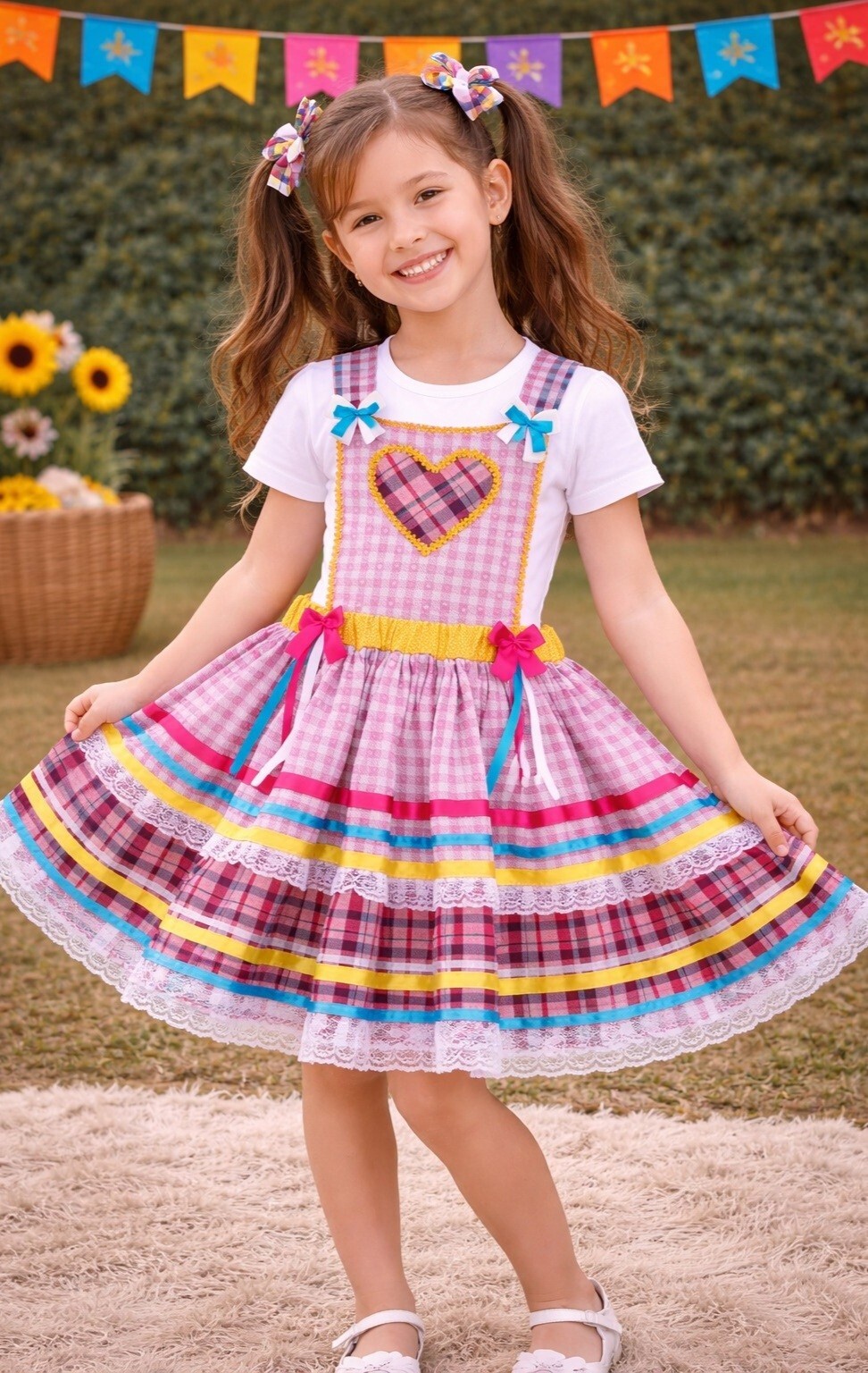 Jardineira Festa Junina Infantil Luxo