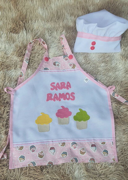 Avental Infantil e Chapéu de Cozinheira