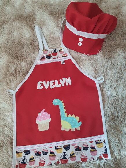 Avental Infantil e Chapéu de Cozinheiro