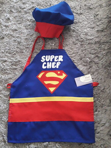 Avental Infantil e Chapéu de Cozinheiro do Super chef