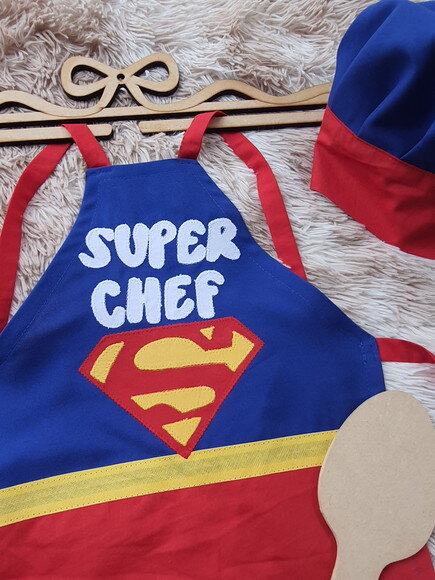 Avental Infantil e Chapéu de Cozinheiro do Super chef