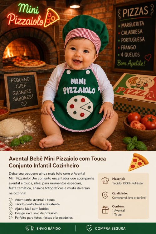 Avental Infantil Pizzaiolo