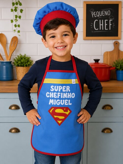 Avental Infantil e Chapéu de Cozinheiro