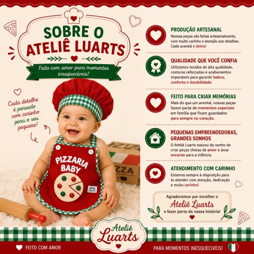 Kit Mini Pizzaiolo Infantil – Avental e Touca / Avental infanti