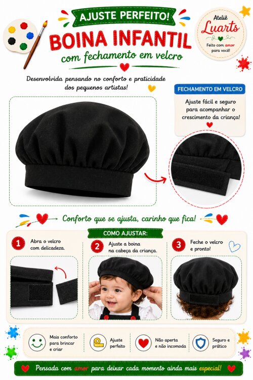 Avental Infantil Pintando o 7 com Boina – Kit Artista Infantil