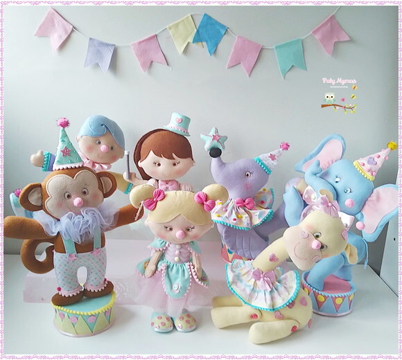 Kit Circo Rosa com 7 bonecos