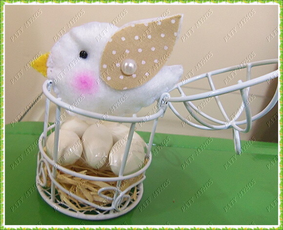 Mini Gaiola com Passarinho em Feltro