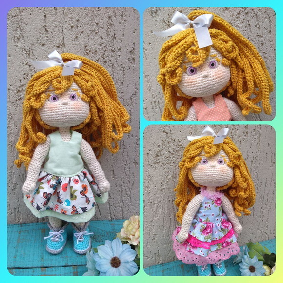 Boneca Amigurumi com Três Roupinhas.
