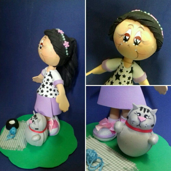 Boneca com gatinho EVA3D