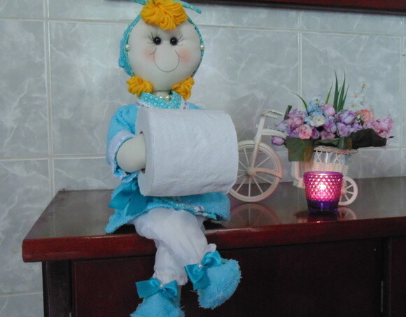 Boneca Porta Papel Higiênico Azul