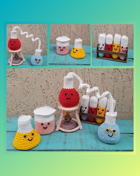 Kit Tubos de Ensaio em Amigurumi