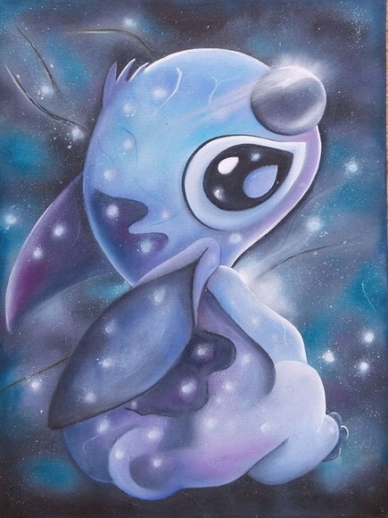 Quadro Stitch Óleo Sobre Tela. Feito à Mão 30x40cm