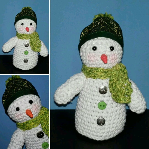 Trio Bonecos de Neve Amigurumi