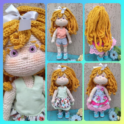 Boneca Amigurumi com Três Roupinhas.