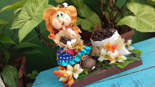 Boneca decoração Café
