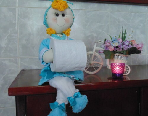 Boneca Porta Papel Higiênico Azul