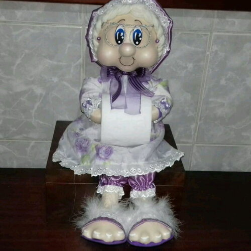 Boneca Porta Papel Higiênico Lilas