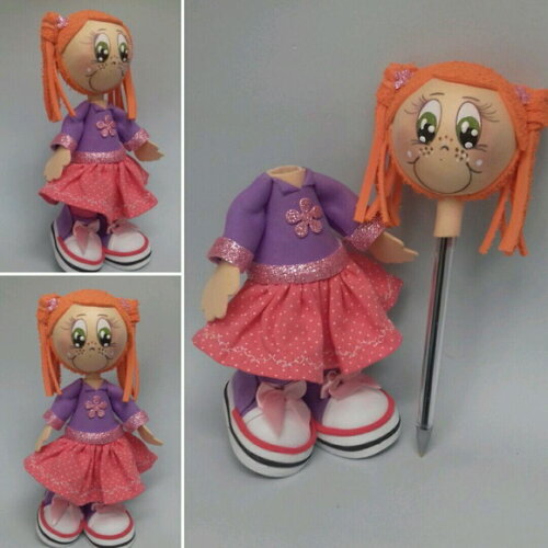 Caneta boneca EVA 3D