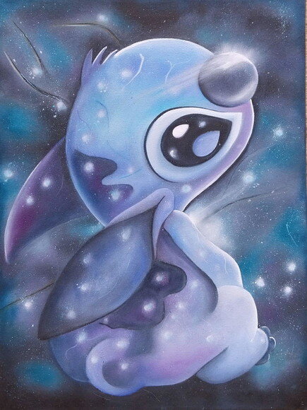 Quadro Stitch Óleo Sobre Tela. Feito à Mão 30x40cm
