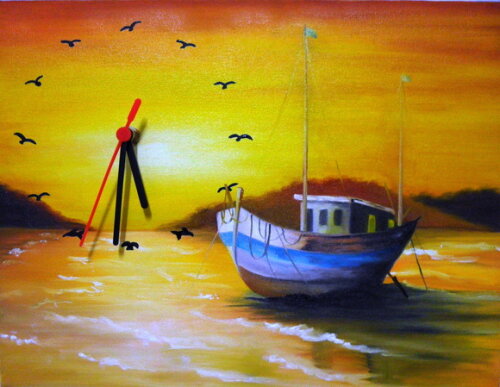 Relógio de Parede Barco Por do Sol