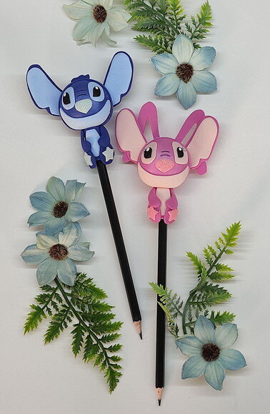 Stitch e Angel Ponteiras de Lápis