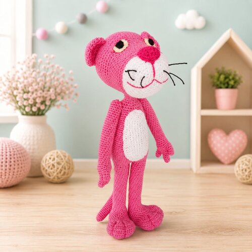 Pantera cor de rosa Amigurumi