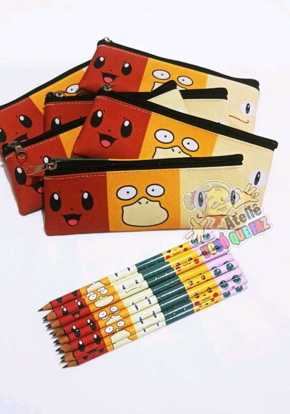 30 Estojo Slim Tam: 19x7 + 30 Lápis Personalizado Pokémon