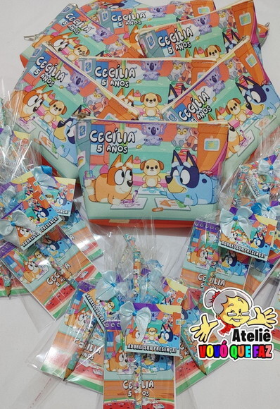 40 Necessaires, Bloquinhos e Lápis Personalizada Bluey