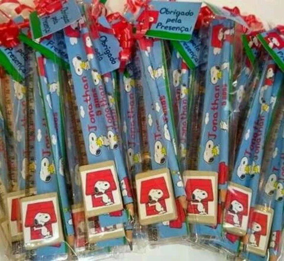 50 Kit Lápis,régua e Borracha Personalizado Snoopy & Charlie