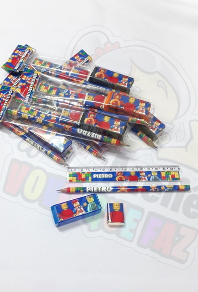 80 Lápis, Apontador,borracha, Régua e Caneta Personalizado