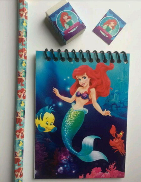 Bloquinho com Lápis e Borracha Personalizado Pequena Sereia