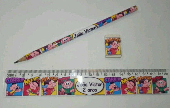 Kit Personalizado Lápis, Régua e Borracha Gibi