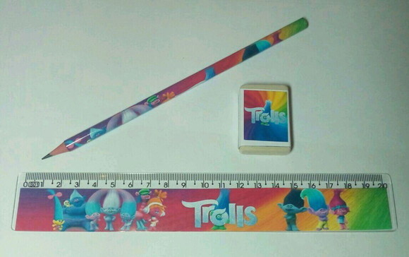 Kit Personalizado Lápis, Régua e Borracha Trolls