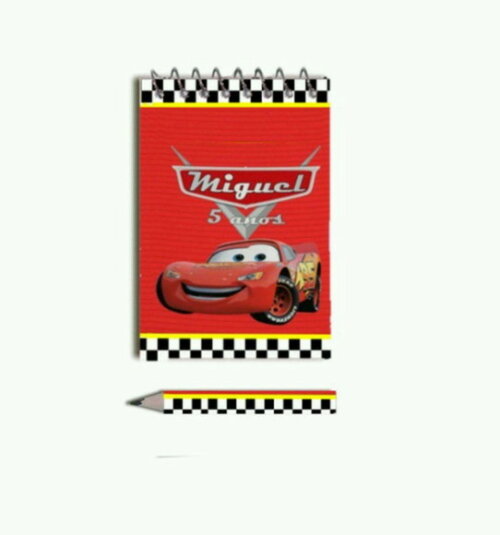 100 Bloquinho + Mini Lápis Carros Mcqueen - Já Vai Embalado