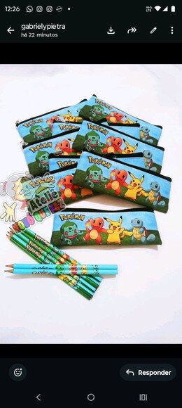 30 Estojo Slim Tam: 19x7 + 30 Lápis Personalizado Pokémon