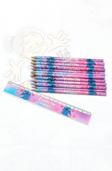 35 Kit Lápis, Régua Personalizado Stitch