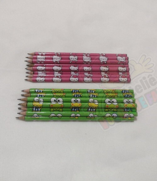 40 Estojos Slim Tam: 19x7 e 40 Lápis Hello Kitty ou Keroppi