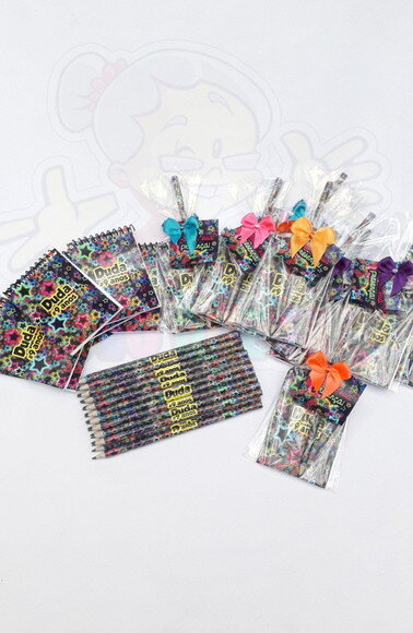 40 Kits Bloquinho,lápis Personalizado Balada Neon