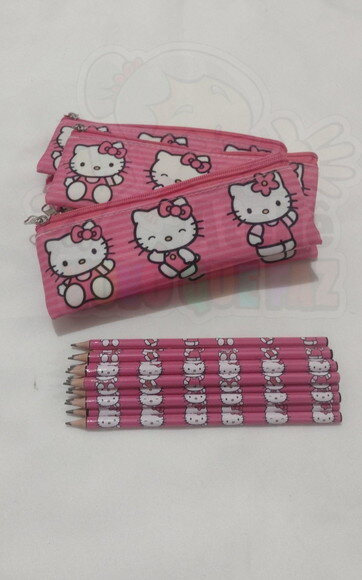 50 Estojos Slim Tam: 19x7 e 50 Lápis Hello Kitty ou Keroppi