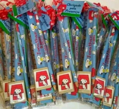 50 Kit Lápis,régua e Borracha Personalizado Snoopy & Charlie