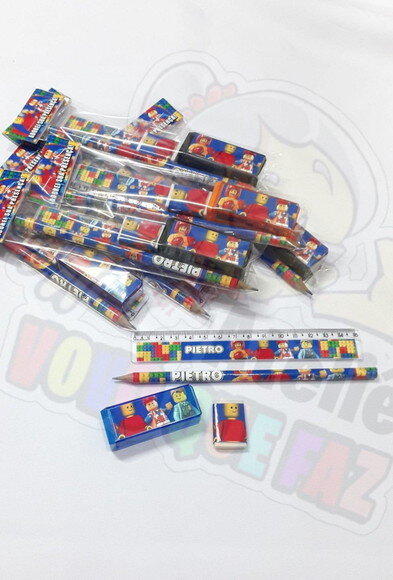 80 Lápis, Apontador,borracha, Régua e Caneta Personalizado