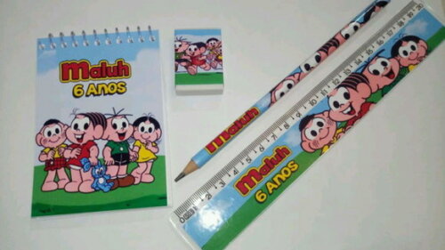 Kit Bloquinho,lápis,régua e Borracha Personalizado Mônica